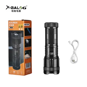 High brightness Long range Flashlight Rechargeable High power Outdoor Portable Lamp Torches with Zoom Function and Side Light