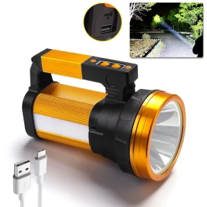 Highpower Handheld Flashlight IP67 Waterproof with Side Light High Capacity Strong Light Focused Long range Searchlight