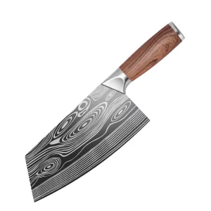 Household Eco Friendly Stainless Steel Quality Black Ambidextrous High Polish Finish Grain Chef Knife 6 7.9in Wooden Handle