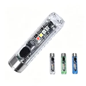 IP65 ABS 3W Mini EDC Keychain Flashlight Rechargeable Dimmable with Sidelight Magnet and Multi Color LED Torch