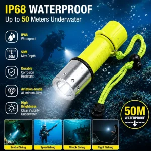 IP68 Deep Waterproof Portable Diving Torch Super Bright Flashlight With Large Capacity Battery for Cave Diving Expedition