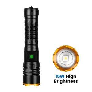 IPX4 Waterproof Aluminum Flashlight With Emergency Window Breaker Zoom Spot Flood Light Outdoor Hunting Patrol Hand Torch