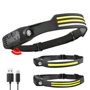 Induction Headlamp COB Head Lamp USB Rechargeable Head Torch Waterproof Flashlight Outdoor Running Camping Fishing Lantern