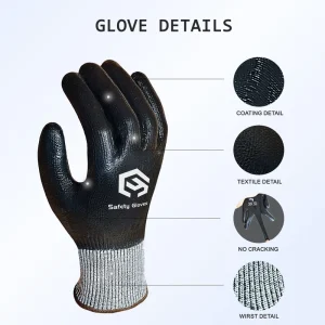 Industrial Construction Safety Gloves, Full Nitrile-Coated, Oil-Resistant, Waterproof, Anti-Cut, CE-Certified, Abrasion-Resistant