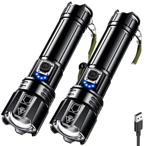 Industrial Design XHP70.2 LED Flashlight High Lumens Torch Ergonomic Grip with Non Slip Texture USB Rechargeable Hunting Light