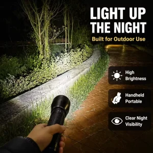 Industrial Grade Long Range LED Flashlight Handheld Portable Waterproof Outdoor Torch Rechargeable for Night Walkin