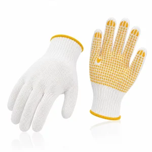 Industrial Grade Yellow PVC Dotted Cotton Safety Gloves Non Slip Wear Resistant Protective Hand Gear For Mechanical Maintenance