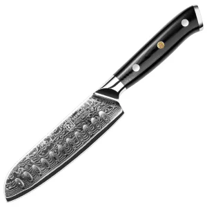 KEEMAKE Professional 5 Inch 67 Layer Damascus Steel Blade Santoku Knife with G10 Handle