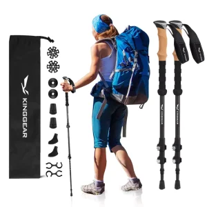 KingGear 3 section Hiking Sticks Alpenstock Telescopic Hiking Poles Ultra strong Custom Carbon Trekking Poles