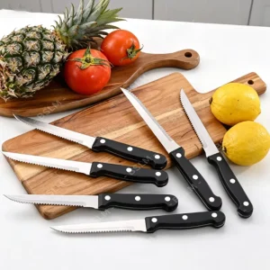 Kitchen Tools Stainless Steel Chef Knife Serrated Wood Handle Cutting Set Cookware Set