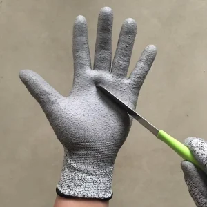 Knife-Proof Glass Fiber Knitted PU Cut-Resistant Gloves