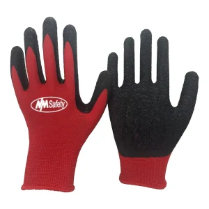 Knitted Red Crinkle Latex Coated Labor Gloves for Outdoor Work