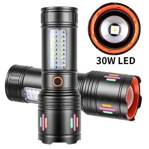 LED White Laser Long Range Flashlight Zoomable High Bright Mini Cannon Torch Large Capacity Long Runtime for Outdoor Lighting