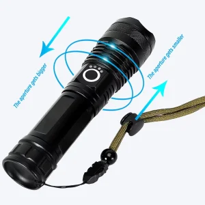 Led Torch Tactical Telescoping Xhp50 Zoomable Flashlight 500 Lumens Rechargeable Camping