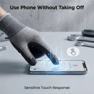 Level 4 HPPE Cut-Resistant Safety Gloves with Touchscreen Compatibility and Conductive Fiber