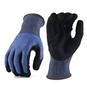 Level 5 ANSI HPPE Polyester Nitrile Cut Resistant Gloves with Fiber Reinforcement