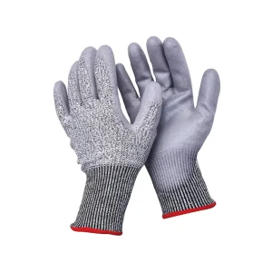 Level 5 Anti-Slip Cut-Resistant CE EN388 PU-Coated Full-Palm Anti-Impact Gloves