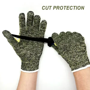 Level 5 Cut Resistant Aramid Flame retardant Heat resistant Stainless Steel Wire Gloves 250C Temperature Resistance 11 oz