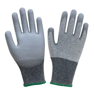 Level 5 Cut-Resistant HPPE and PU-Coated Work Gloves for Glass Handling and Construction