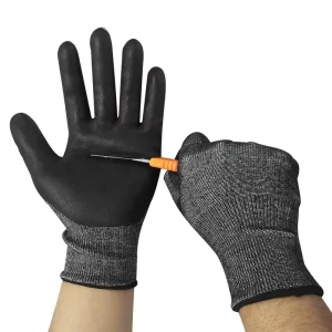 Level 5 Cut Resistant Safety Gloves Nitrile Palm Coated Work Gloves