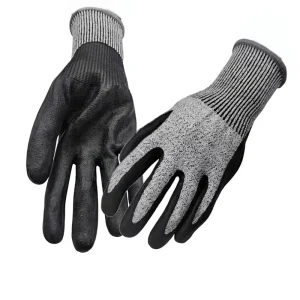 Level 5 Cut-Resistant Safety Work Gloves, HPPE and Fiberglass, Micro-Foam, Abrasion- and Tear-Resistant, 26 cm, for Construction