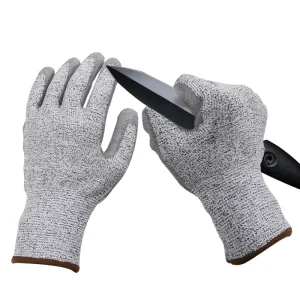 Level 5 Cut-Resistant Work Gloves with HPPE Liner, Tear and Abrasion Resistance, and Dipped PU Palm Coating