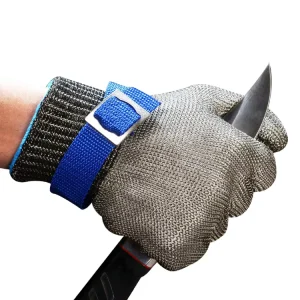 Level 5 HPPE Food Grade Textured Stainless Steel Wire Gloves Breathable Anti-Slip Work Gloves