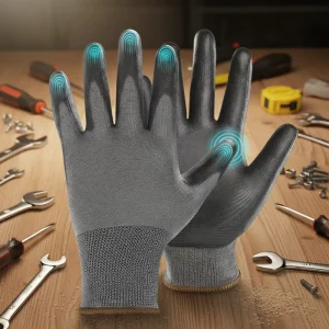 Level 5 Knitted Cut-Resistant Gloves with Non-Slip Latex Crinkle Coating for Glass Handling