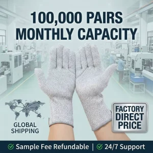 Level 5 Knitted Yarn Cut Resistant Gloves for Kitchen and Metal or Glass Handling