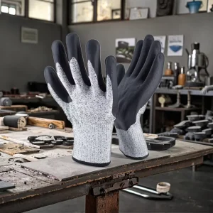 Level 5 Nitrile-Coated Waterproof Cut-Resistant Glass Work Gloves