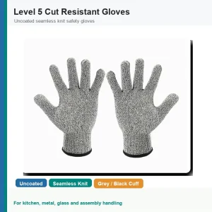 Level 5 Uncoated Cut Resistant Gloves Grey Seamless Knit Safety Work Gloves for Kitchen Metal Glass Handling OEM