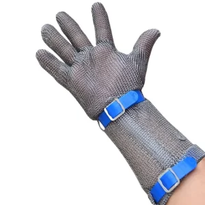 Level 9 Cut Resistant Steel Wire Mesh Anti-Slip Tapered Cuff 19cm Long Breathable Abrasion Resistant Safety Gloves