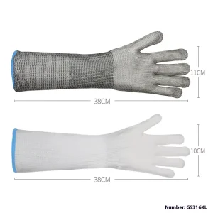 Level 9 Steel Wire Cut-Resistant Long Gloves for Meat Processing and Metal Work