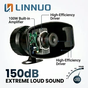 Long Range 5KM Loudspeaker with 100W Powerful Audio Broadcast Searchlight Aerial Warning Emergency Communication