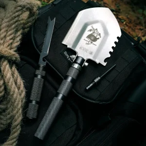 MT 23 9 in 1 DIY Multitool Shovel Folding Aluminum Alloy Handle 3Cr13MoV Steel Hoe Axe Saw Fire Starter Whistle Glass