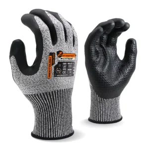 MaxiTough Black Heavy Duty Foam Nitrile Coated With Dotted Mechanic Non Slip Palm Anti Cut Resistant Man Hand Warehouse Gloves