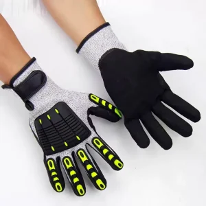 Mechanical Oil Resistant HPPE Textured Full Palm Coated Anti Slip Anti Impact Cut Resistant Heavy Duty Customizable Work Gloves