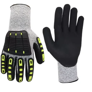 Men’s Industrial Nitrile TPR Cut-Resistant Safety Gloves, Level 3 ANSI/ISEA, High-Impact