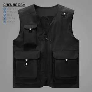 Mens Multiple Pockets Vest Fishing Hunting Waistcoat Travel Photography Jackets Custom Mens Plain Tactical Vest