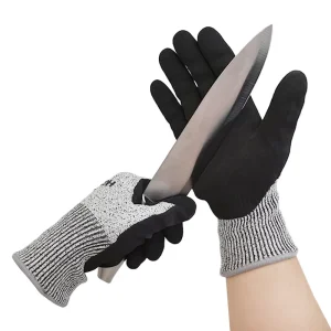 Mens Work Safety Anti Cut Gloves Level 5 Nitrile Coated Good Grip Cut Resistant Gloves for Work