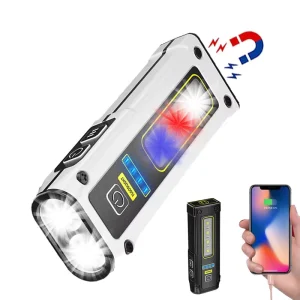 Mini Bright Portable LED Rechargeable Magnetic Work Light Power Bank Waterproof Type C Fast Charging Torch Flashlights