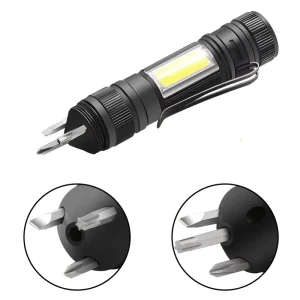 Mini COB Torch Flashlight with 3 Screwdrivers, Magnet Tail, Work Light