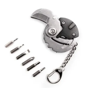 Mini Coin Round Folding Knife Screwdriver Set Keychain Multi-tool Repair Gadget EDC Tools