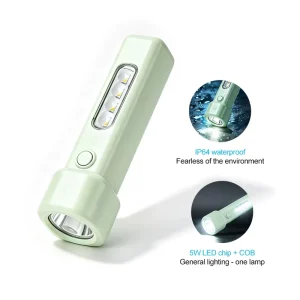 Mini Flashlight Rechargeable LED 5W COB Side Light Type C USB 1200mAh Four Modes Portable ABS Camping Emergency Torch