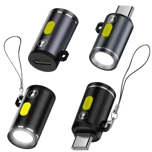 Mini Flashlight Type C Powered No Built in Battery Portable Outdoor Survival Hiking Camping Emergency Lighting Torch