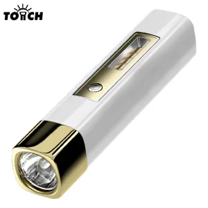 Mini Portable Strong Light LED Flashlight High Lumens Rechargeable Small Pocket Torch with Side Light and Power Bank Flashlight