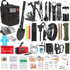 Molle First Aid Kit Outdoor Waterproof Camouflage Tactical Kit with Weather Radio Can Charge Phone for Hiking