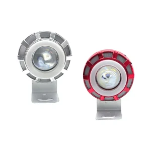 Motorcycle Headlight LED Red and Blue Searchlight Strobing Ghost Fire Laser Cannon Mini Angel Style Electric Vehicle Spotlight