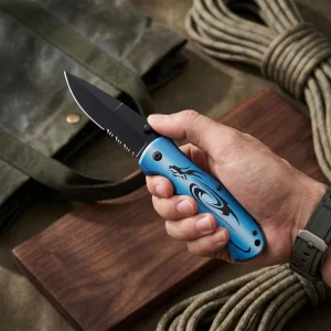 Multifunction Folding Knife with Stainless Steel Half Teeth Blade and Aluminum Alloy Handle Portable Outdoor Tool
