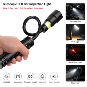 Multifunction LED Flashlight Magnetic Outdoor Illuminating Torch Light with Zooming Function